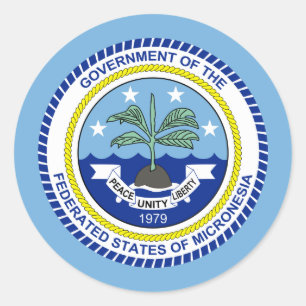 Adesivo Redondo Estados Federados da Micronésia Selo