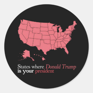 Adesivo Redondo Estados Onde Trump é Seu Presidente 47º Mapa dos E