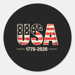 Adesivo Redondo Estados Unidos 1776 2026 250º Aniversário Patrióti