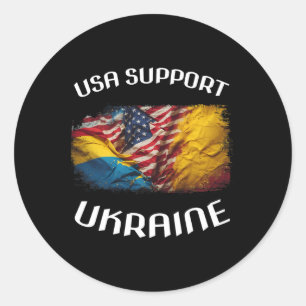 Adesivo Redondo Estados Unidos Apoiam a Ucrânia Stand EUA Ucranian
