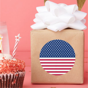Adesivo Redondo Estados Unidos Bandeira Estrelas Patrióticas Strip