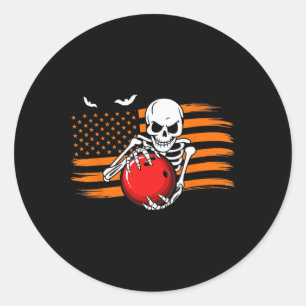 Adesivo Redondo Estados Unidos Bandeira Halloween Skeleton Usa Bol