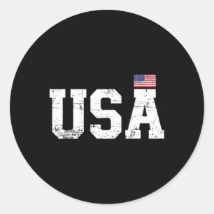 Adesivo Redondo Estados Unidos Com Bandeira Americana Para O Dia D
