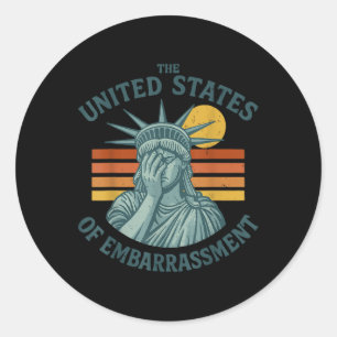 Adesivo Redondo Estados Unidos da Vergonha Estátua da Liberdade 4º