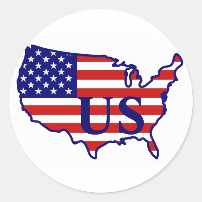 Adesivo Redondo Estados Unidos - Mapa Sinalizador US Sticker 2 (Frente)