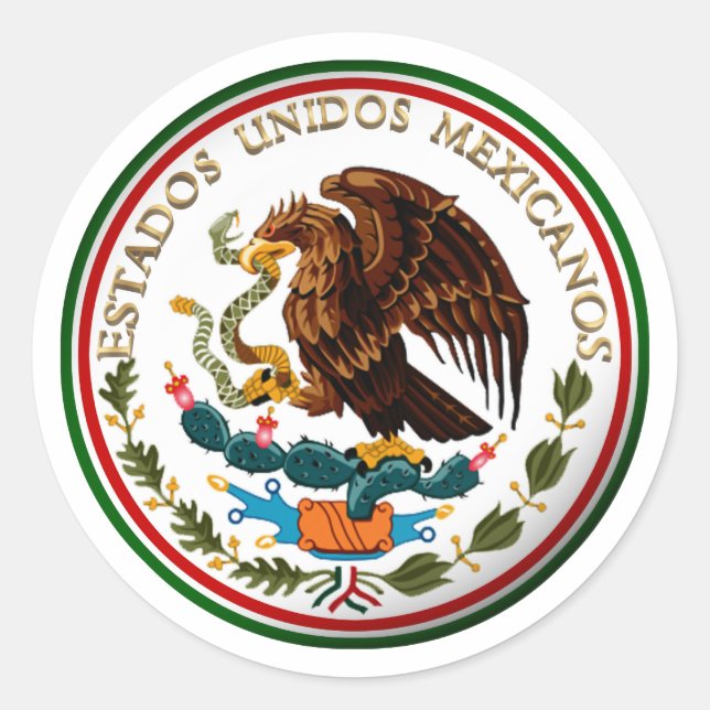Adesivo Redondo Estados Unidos Mexicanos (águia de pavilhão mexica (Frente)