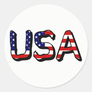 Adesivo Redondo Estados Unidos sobrepostos à bandeira estaduniden