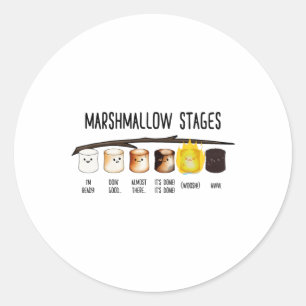Adesivo Redondo Estágios de Marshmallow - Acampamento Tostado Kawa