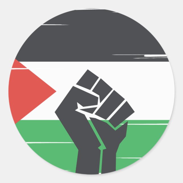 Adesivo Redondo Estamos com a Palestina, a Bandeira da Palestina (Frente)