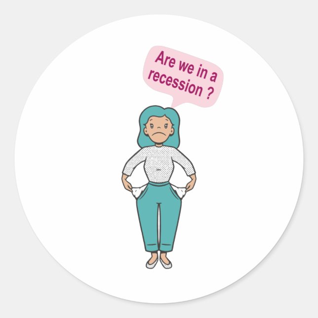 Adesivo Redondo Estamos em recessão? (Frente)