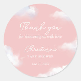 Adesivo Redondo Estamos no Chá de fraldas Cloud 9 Pink Girl Obriga