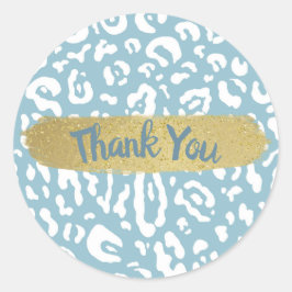 Adesivo Redondo Estampa Animal de Guepardo Leopardo Azul e Branco 