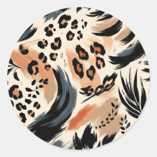 Adesivo Redondo Estampa de Animal Exótico Pintado Abstrato Leopard