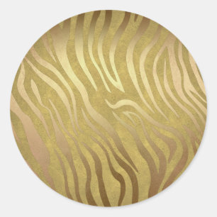 Adesivo Redondo Estampa de Zebra em Bronze Dourado Safari Glam da