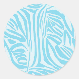 Adesivo Redondo Estampa Ousada de Zebra Azul e Branco