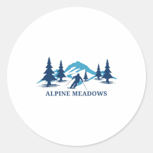 Adesivo Redondo Estância de esqui Alpine Meadows Califórnia Esqui 