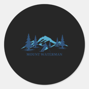 Adesivo Redondo Estância de esqui Mount Waterman Califórnia Esqui