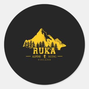 Adesivo Redondo Estância de Esqui Ruka Finlândia Kuusamo Rukatuntu