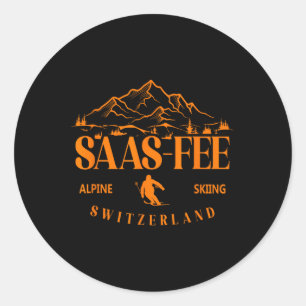 Adesivo Redondo Estância de esqui Saas-fee Alpes suíços Esqui alpi