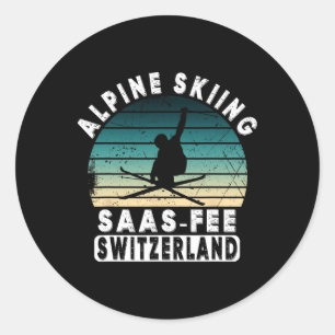 Adesivo Redondo Estância de esqui Saas-fee Alpes suíços Esqui alpi