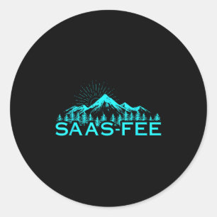Adesivo Redondo Estância de esqui Saas-fee Alpes suíços Esqui Suíç