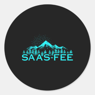 Adesivo Redondo Estância de esqui Saas-fee Alpes suíços Esqui Suíç