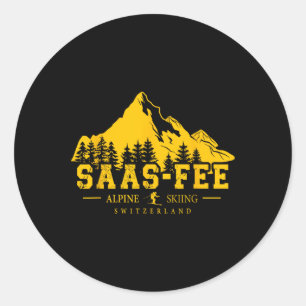 Adesivo Redondo Estância de esqui Saas-fee Suíça Esqui alpino Suíç