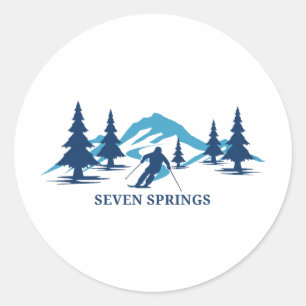 Adesivo Redondo Estância de esqui Seven Springs Pennsylvania Esqui