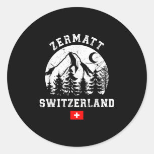 Adesivo Redondo Estância de esqui Zermatt Suíça Alpes Esqui alpino