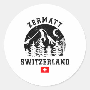 Adesivo Redondo Estância de esqui Zermatt Suíça Alpes Esqui alpino