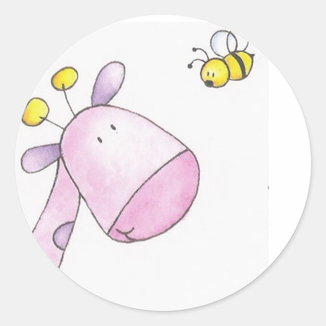 Adesivo Redondo estante de selos postais e abeille (Frente)