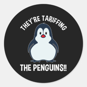 Adesivo Redondo Estão a Tarifar os Pinguins!