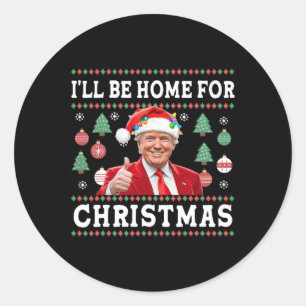 Adesivo Redondo Estarei Em Casa Para O Natal Donald Trump Papais n