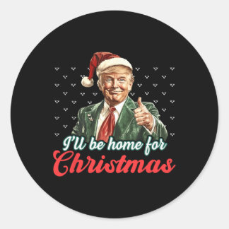 Adesivo Redondo Estarei Em Casa Para O Natal Engraçado.
