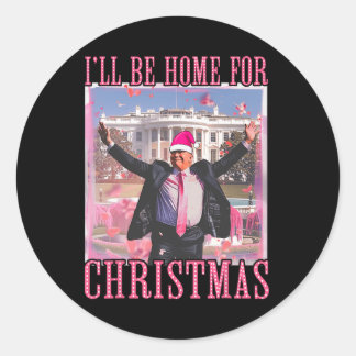 Adesivo Redondo Estarei Em Casa Para Papais noeis De Natal Trump P