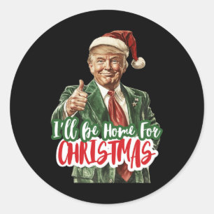 Adesivo Redondo Estarei Em Casa Para Voto De Natal Trump 2024 Elei