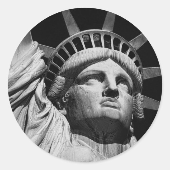 Adesivo Redondo Estátua Branca Negra da Liberdade, Nova Iorque