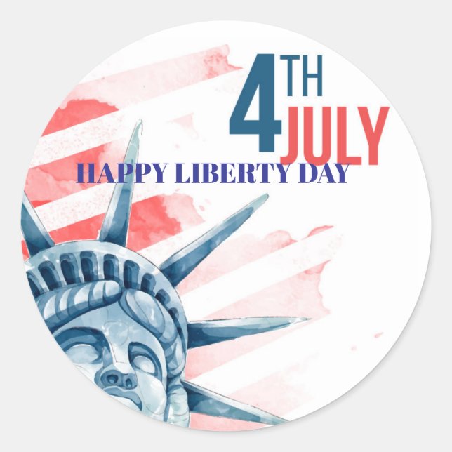 Adesivo Redondo Estátua da Liberdade: 4 de julho Personalizada (Frente)