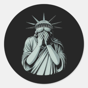 Adesivo Redondo Estátua da Liberdade América Triste