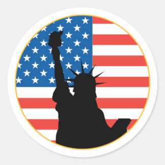 Adesivo Redondo Estátua da Liberdade Design Patriótica