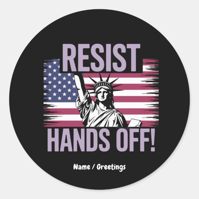 Adesivo Redondo Estátua da Liberdade Mãos à Resistência aos Protes (Frente)