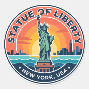 Adesivo Redondo Estátua da Liberdade Nova York