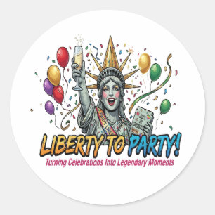 Adesivo Redondo Estátua da Liberdade para Festa de Celebração 