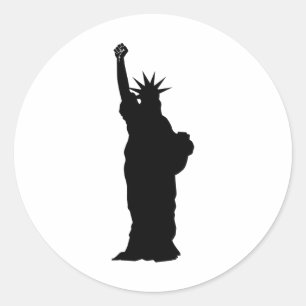 Adesivo Redondo Estátua Da Liberdade Resiste Ao Racismo E Ao Ódio