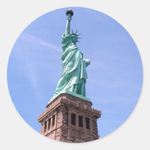 Adesivo Redondo Estátua da Liberdade - Vinheta Lateral