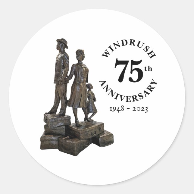 Adesivo Redondo Estátua de 75 anos de Windrush (Frente)