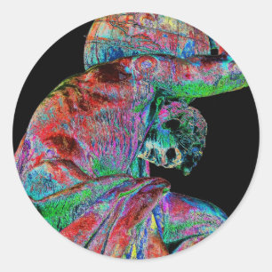 Adesivo Redondo Estátua de Bismarck, Berlim, atlas grego do deus,