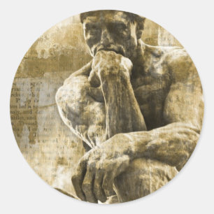 Adesivo Redondo Estátua de bronze afligida Auguste Rodin o
