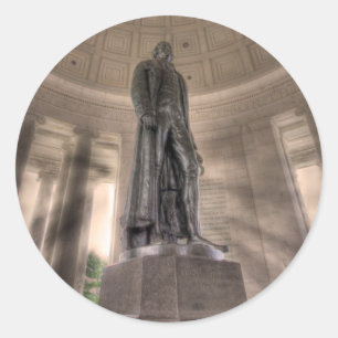 Adesivo Redondo Estátua de bronze memorável de Thomas Jefferson