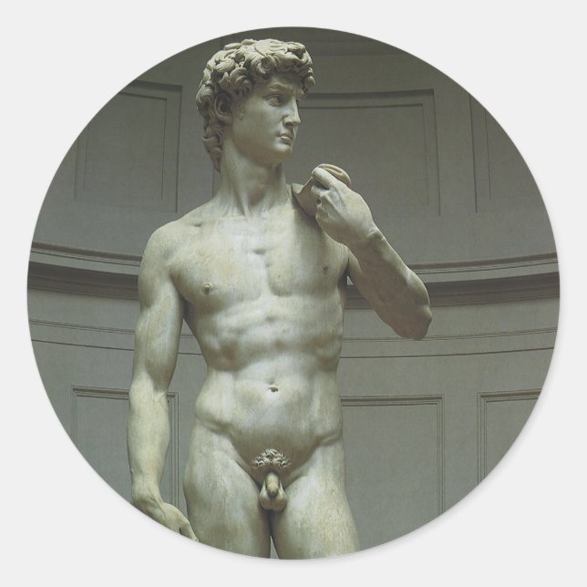 Adesivo Redondo Estátua de Davi de Michelangelo (Frente)